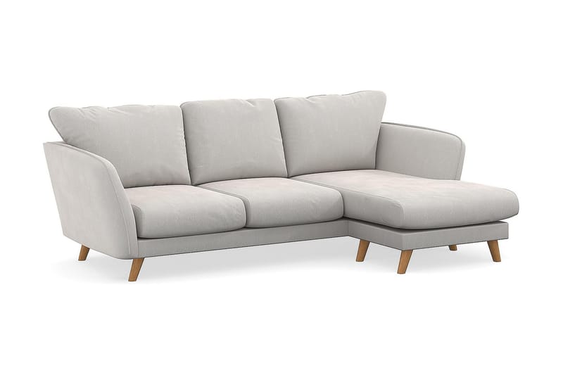 Trend Lyx 3-Pers. Chaiselongsofa Højre - Hvid Velour - Sofa med chaiselong - 4 personers sofa med chaiselong