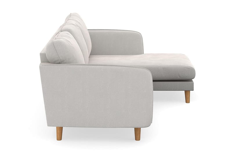 Trend Lyx 3-Pers. Chaiselongsofa Højre - Hvid Velour - Sofa med chaiselong - 4 personers sofa med chaiselong