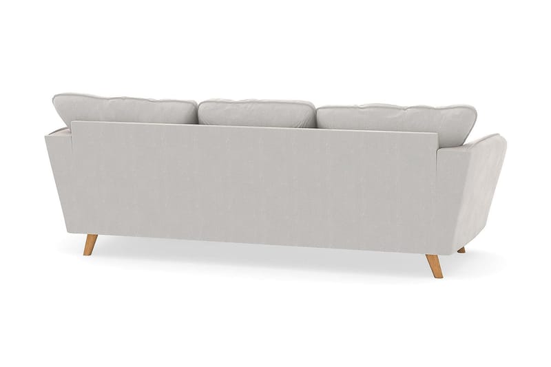 Trend Lyx 3-Pers. Chaiselongsofa Højre - Hvid Velour - Sofa med chaiselong - 4 personers sofa med chaiselong