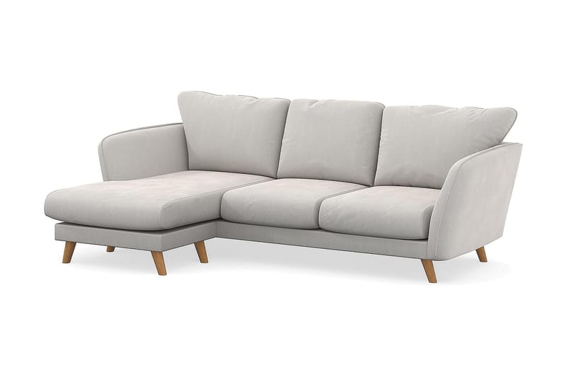 Trend Lyx 3-Pers. Chaiselongsofa Venstre - Hvid Velour - Sofa med chaiselong - 4 personers sofa med chaiselong