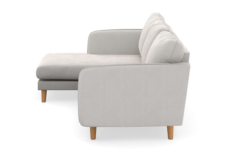 Trend Lyx 3-Pers. Chaiselongsofa Venstre - Hvid Velour - Sofa med chaiselong - 4 personers sofa med chaiselong