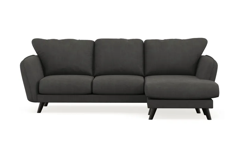 Trend Lyx 3-personers Højrevendt L-formet Chaiselongsofa i Manchester, Mørkegrå