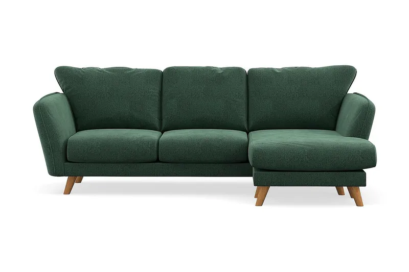 Trend Lyx 3-personers Højrevendt L-formet Chaiselongsofa i Fløjl - Mørkegrøn - Møbler - Sofaer - Sofa med chaiselong - 4 personers sofa med chaiselong