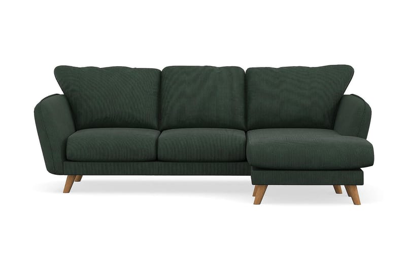 Trend Lyx 3-personers Højrevendt L-formet Chaiselongsofa i Manchester - Mørkegrøn - Møbler - Sofaer - Sofa med chaiselong - 4 personers sofa med chaiselong