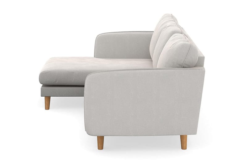 Trend Lyx 3-personers Venstrevendt L-formet Chaiselongsofa i Fløjl - Cremehvid - Møbler - Sofaer - Sofa med chaiselong - 4 personers sofa med chaiselong