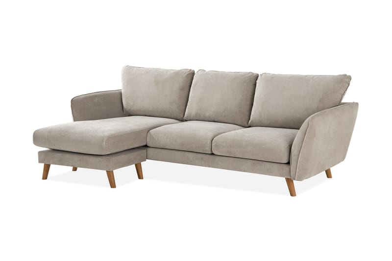 Trend Lyx 3-personers Venstrevendt L-formet Divansofa i Stof - Beige - Møbler - Sofaer - Sofa med chaiselong - 4 personers sofa med chaiselong