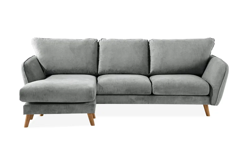 Trend Lyx 3-personers Venstrevendt L-formet Chaiselongsofa i Stof - Grå - Møbler - Sofaer - Sofa med chaiselong - 4 personers sofa med chaiselong