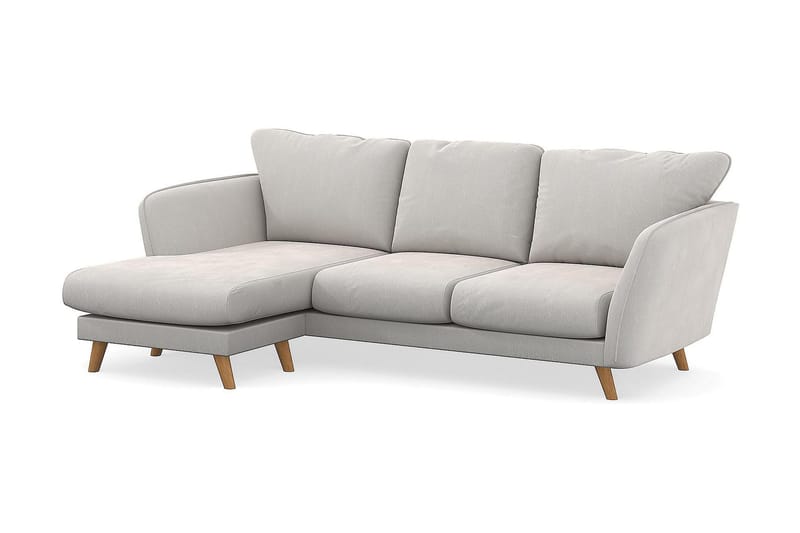 Trend Lyx 3-personers Venstrevendt L-formet Chaiselongsofa i Fløjl - Cremehvid - Møbler - Sofaer - Sofa med chaiselong - 4 personers sofa med chaiselong