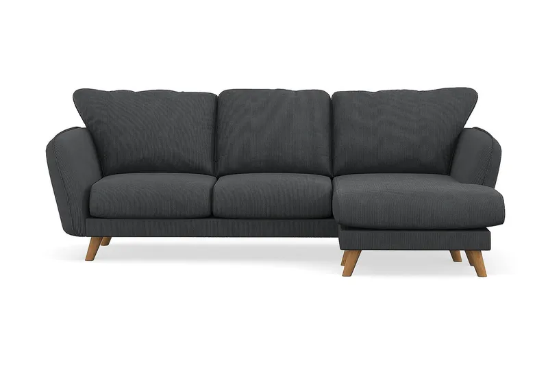 Trend Lyx 3-personers Højrevendt L-formet Chaiselongsofa i Manchester - Mørkegrå - Møbler - Sofaer - Sofa med chaiselong - 4 personers sofa med chaiselong