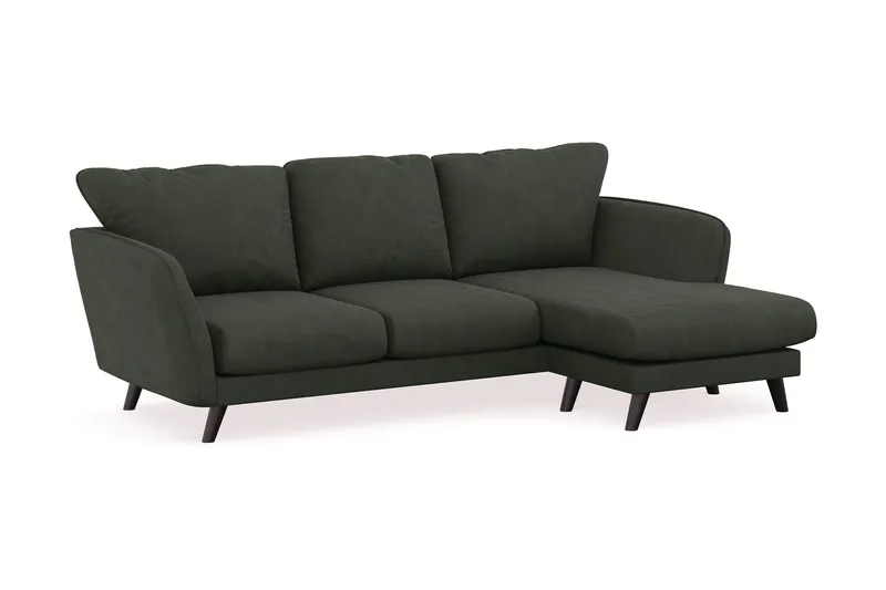 Trend Lyx 3-personers Højrevendt L-formet Chaiselongsofa i Manchester - Mørkegrøn - Møbler - Sofaer - Sofa med chaiselong