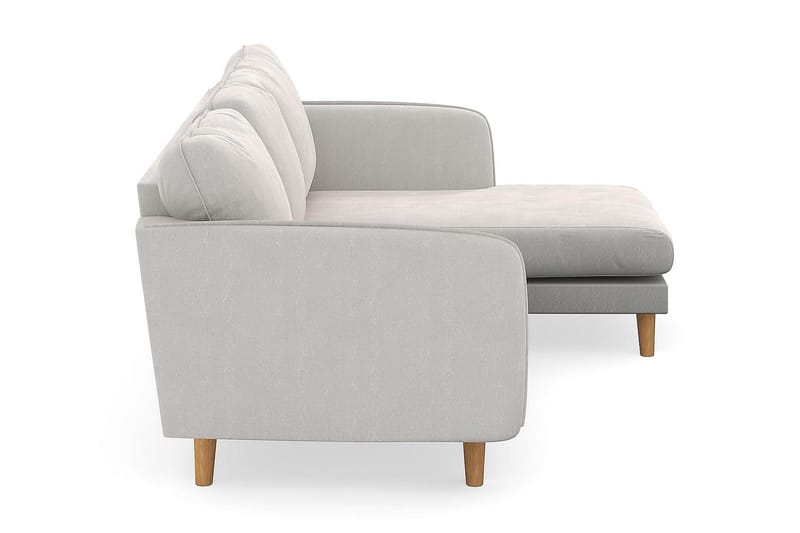 Trend Lyx 3-personers Højrevendt L-formet Chaiselongsofa i Fløjl - Cremehvid - Møbler - Sofaer - Sofa med chaiselong - 4 personers sofa med chaiselong