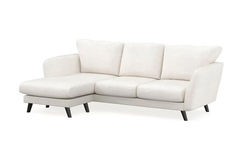 Trend Lyx 3-personers Venstrevendt L-formet Chaiselongsofa i Bouclé - Hvid - Møbler - Sofaer - Sofa med chaiselong
