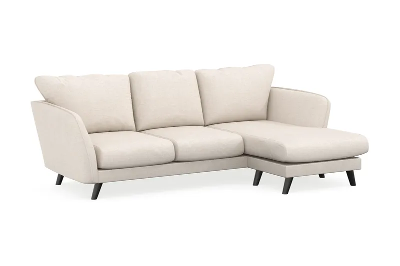 Trend Lyx 3-personers Højrevendt L-formet Chaiselongsofa i Stof - Beige - Møbler - Sofaer - Sofa med chaiselong