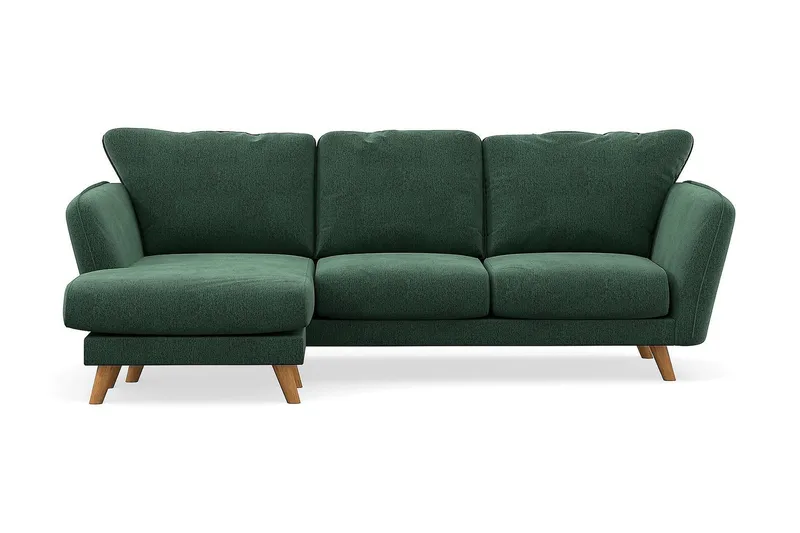 Trend Lyx 3-personers Venstrevendt L-formet Chaiselongsofa i Fløjl - Mørkegrøn - Møbler - Sofaer - Sofa med chaiselong - 4 personers sofa med chaiselong
