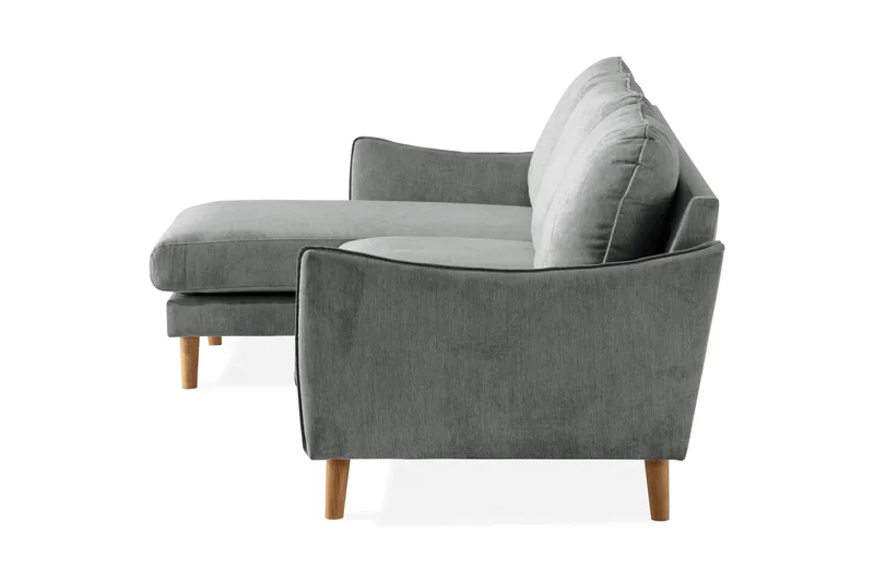 Trend Lyx 3-personers Venstrevendt L-formet Chaiselongsofa i Stof - Grå - Møbler - Sofaer - Sofa med chaiselong - 4 personers sofa med chaiselong
