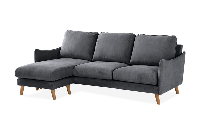 Trend Lyx 3-Pers. Chaiselongsofa Venstre - Mørkegrå/Eg - Møbler - Sofaer - Sofa med chaiselong - 4 personers sofa med chaiselong