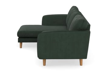 Trend Lyx 3-personers Venstrevendt L-formet Chaiselongsofa i Manchester - Mørkegrøn - Møbler - Sofaer - Sofa med chaiselong