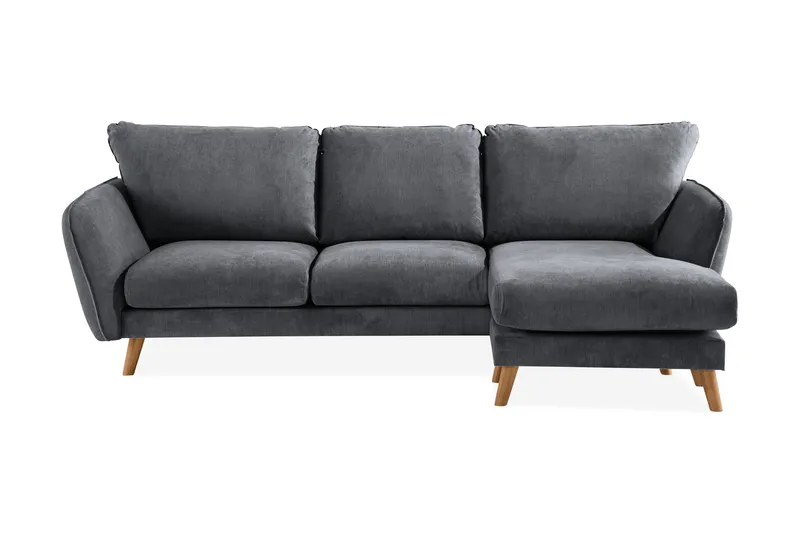 Trend Lyx 3-personers Højrevendt L-formet Chaiselongsofa i Stof - Mørkegrå - Møbler - Sofaer - Sofa med chaiselong - 4 personers sofa med chaiselong