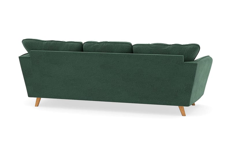 Trend Lyx 3-personers Højrevendt L-formet Chaiselongsofa i Fløjl - Mørkegrøn - Møbler - Sofaer - Sofa med chaiselong - 4 personers sofa med chaiselong