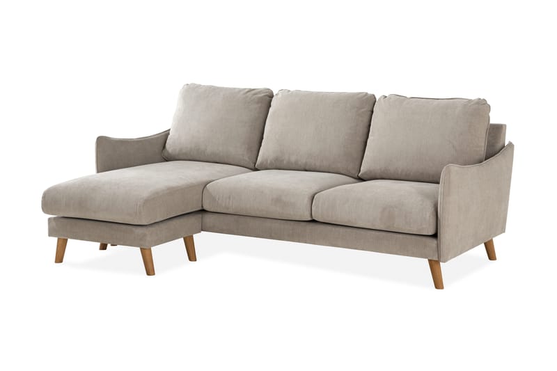 Trend Lyx 3-personers Venstrevendt L-formet Chaiselongsofa i Stof - Beige - Møbler - Sofaer - Sofa med chaiselong - 4 personers sofa med chaiselong