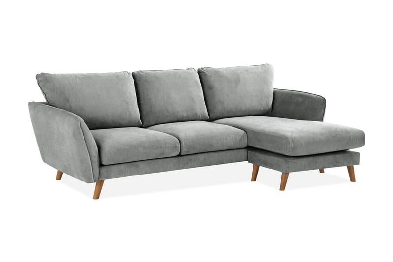 Trend Lyx 3-personers Højrevendt L-formet Chaiselongsofa i Stof - Grå - Møbler - Sofaer - Sofa med chaiselong - 4 personers sofa med chaiselong