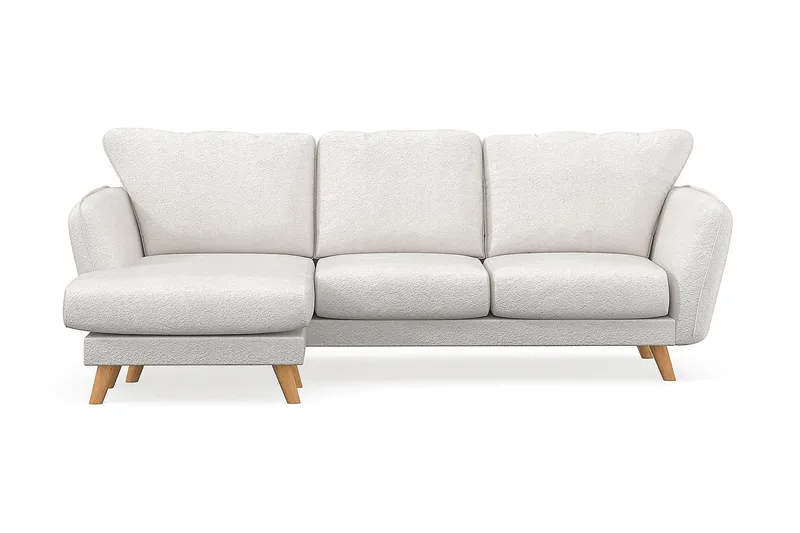 Trend Lyx 3-personers Venstrevendt L-formet Chaiselongsofa i Bouclé, Hvid