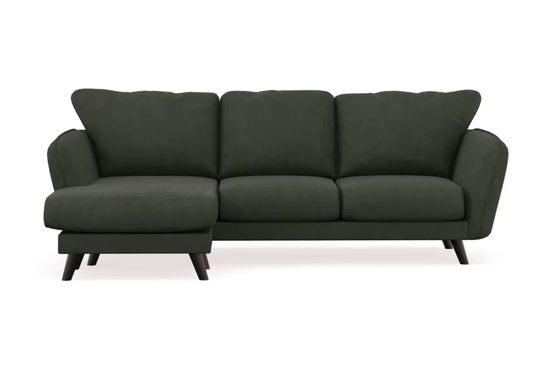 Trend Lyx 3-personers Venstrevendt L-formet Chaiselongsofa i Manchester, Mørkegrøn