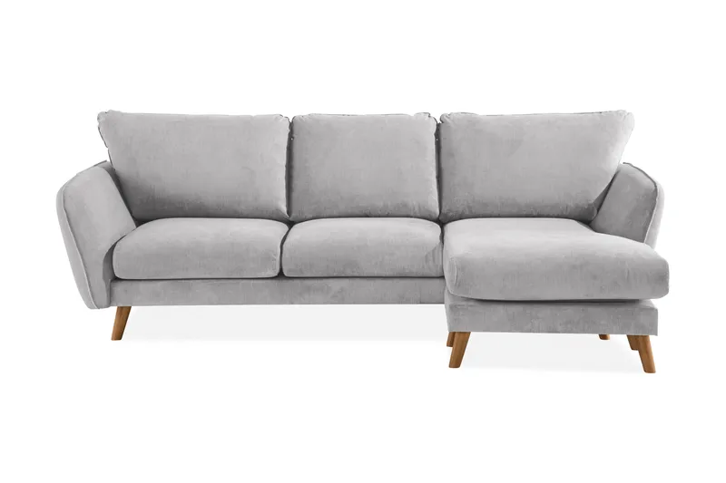 Trend Lyx 3-personers Højrevendt L-formet Chaiselongsofa i Stof - Lysegrå - Møbler - Sofaer - Sofa med chaiselong - 4 personers sofa med chaiselong