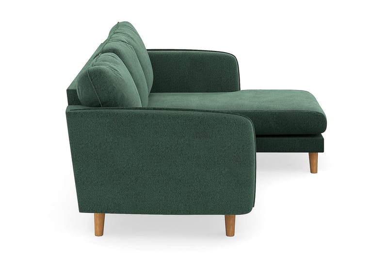 Trend Lyx 3-personers Højrevendt L-formet Chaiselongsofa i Fløjl - Mørkegrøn - Møbler - Sofaer - Sofa med chaiselong - 4 personers sofa med chaiselong
