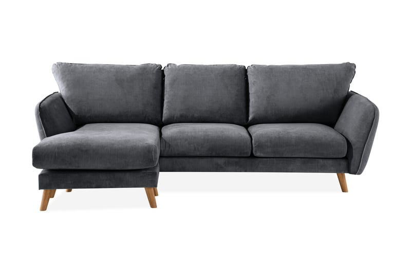 Trend Lyx 3-personers Venstrevendt L-formet Chaiselongsofa i Stof - Mørkegrå - Møbler - Sofaer - Sofa med chaiselong - 4 personers sofa med chaiselong