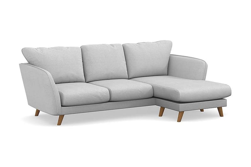 Trend Lyx 3-personers Højrevendt L-formet Chaiselongsofa i Stof - Lysegrå - Møbler - Sofaer - Sofa med chaiselong - 4 personers sofa med chaiselong