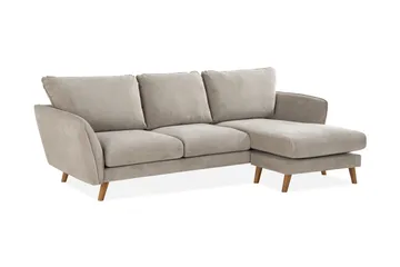 Trend Lyx 3-personers Højrevendt L-formet Chaiselongsofa i Stof - Beige - Møbler - Sofaer - Sofa med chaiselong