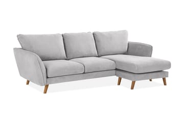 Trend Lyx 3-personers Højrevendt L-formet Chaiselongsofa i Stof - Lysegrå - Møbler - Sofaer - Sofa med chaiselong