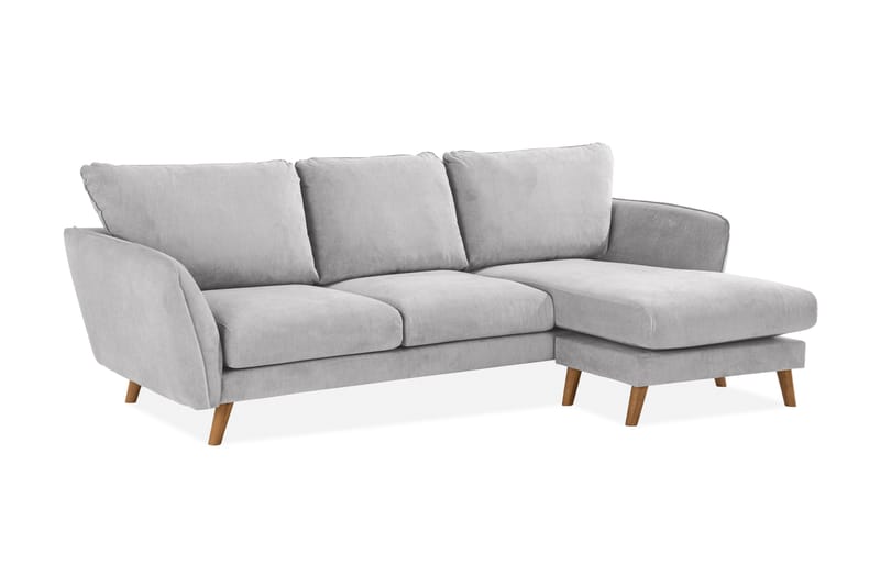 Trend Lyx 3-personers Højrevendt L-formet Chaiselongsofa i Stof - Lysegrå - Møbler - Sofaer - Sofa med chaiselong - 4 personers sofa med chaiselong