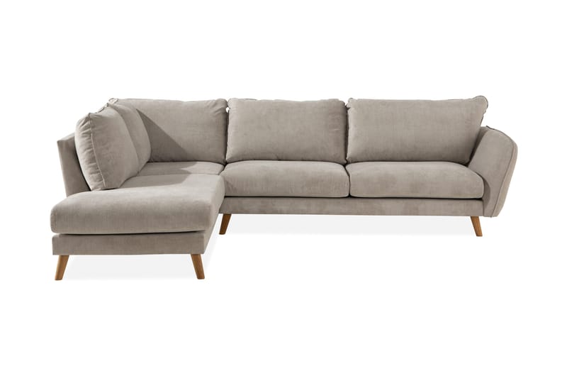 Trend Lyx 4-personers Venstrevendt L-formet Chaiselongsofa i Stof, Beige