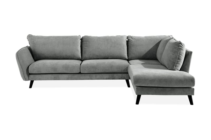 Trend Lyx 4-personers Højrevendt L-formet Chaiselongsofa i Stof - Grå - Møbler - Sofaer - Sofa med chaiselong - 4 personers sofa med chaiselong