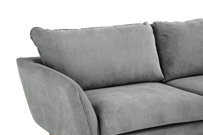 Trend Lyx 4-Pers. Chaiselongsofa Højre - Grå/Egefarvet - Sofa med chaiselong - 4 personers sofa med chaiselong