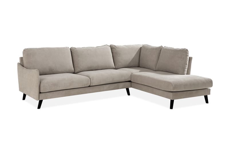 Trend Lyx 4-personers Højrevendt L-formet Chaiselongsofa i Stof - Beige - Møbler - Sofaer - Sofa med chaiselong