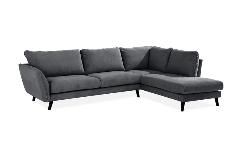 Trend Lyx 4-personers Højrevendt L-formet Chaiselongsofa i Stof - Mørkegrå - Møbler - Sofaer - Sofa med chaiselong