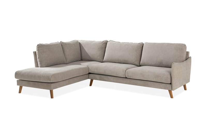 Trend Lyx 4-personers Venstrevendt L-formet Chaiselongsofa i Stof - Beige - Møbler - Sofaer - Sofa med chaiselong