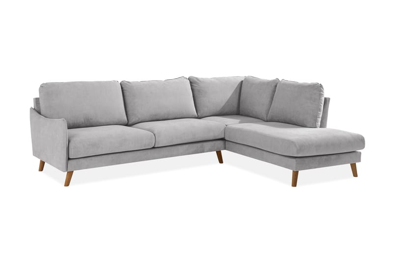 Trend Lyx 4-personers Højrevendt L-formet Chaiselongsofa i Stof - Lysegrå - Møbler - Sofaer - Sofa med chaiselong