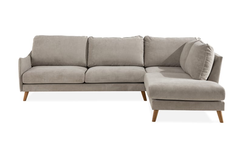 Trend Lyx 4-personers Højrevendt L-formet Chaiselongsofa i Stof - Beige - Møbler - Sofaer - Sofa med chaiselong