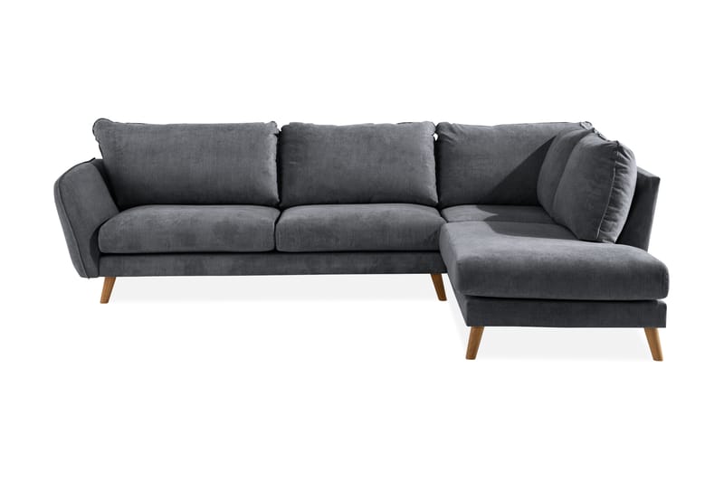 Trend Lyx 4-personers Højrevendt L-formet Chaiselongsofa i Stof - Mørkegrå - Møbler - Sofaer - Sofa med chaiselong