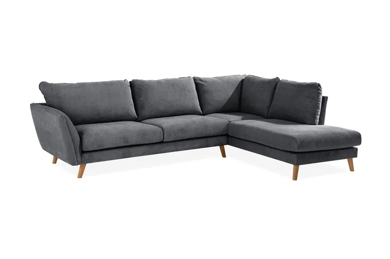 Trend Lyx 4-personers Højrevendt L-formet Chaiselongsofa i Stof - Mørkegrå - Møbler - Sofaer - Sofa med chaiselong - 4 personers sofa med chaiselong