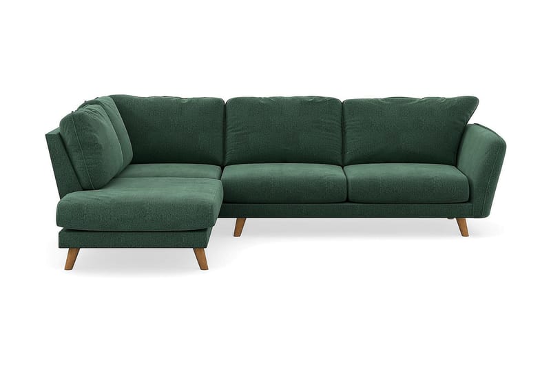 Trend Lyx 4-personers Venstrevendt L-formet Chaiselongsofa i Fløjl - Mørkegrøn - Møbler - Sofaer - Sofa med chaiselong