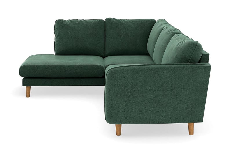 Trend Lyx 4-personers Venstrevendt L-formet Chaiselongsofa i Fløjl - Mørkegrøn - Møbler - Sofaer - Sofa med chaiselong