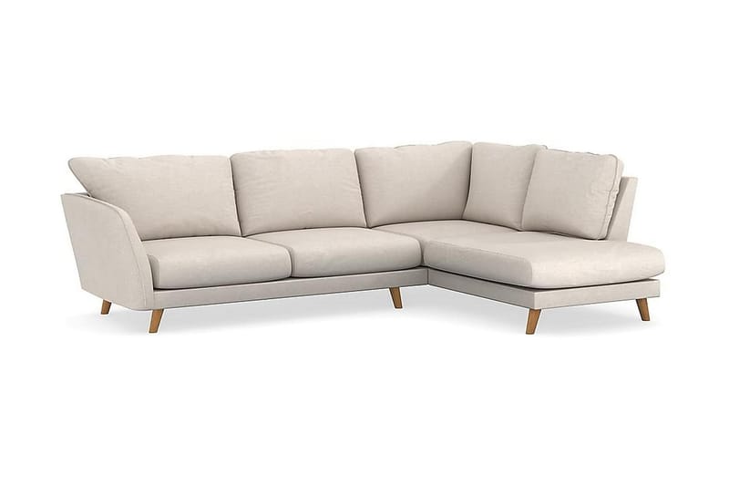 Trend Lyx 4-personers Højrevendt L-formet Chaiselongsofa i Stof - Beige - Møbler - Sofaer - Sofa med chaiselong