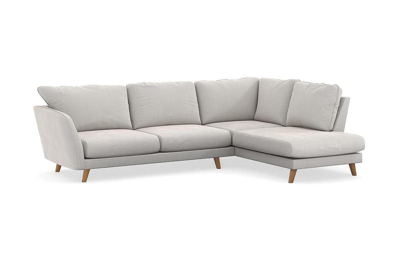 Trend Lyx 4-personers Højrevendt L-formet Chaiselongsofa i Fløjl - Cremehvid - Møbler - Sofaer - Sofa med chaiselong