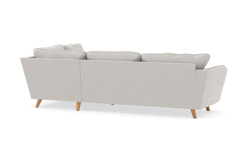 Trend Lyx 4-personers Højrevendt L-formet Chaiselongsofa i Fløjl - Cremehvid - Møbler - Sofaer - Sofa med chaiselong
