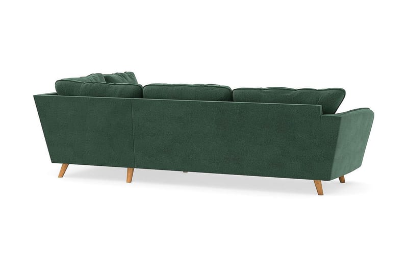 Trend Lyx 4-personers Højrevendt L-formet Chaiselongsofa i Fløjl - Mørkegrøn - Møbler - Sofaer - Sofa med chaiselong